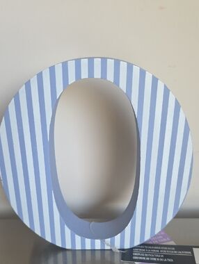 Ashland Light Blue and White Striped Decorative Tabletop Letter